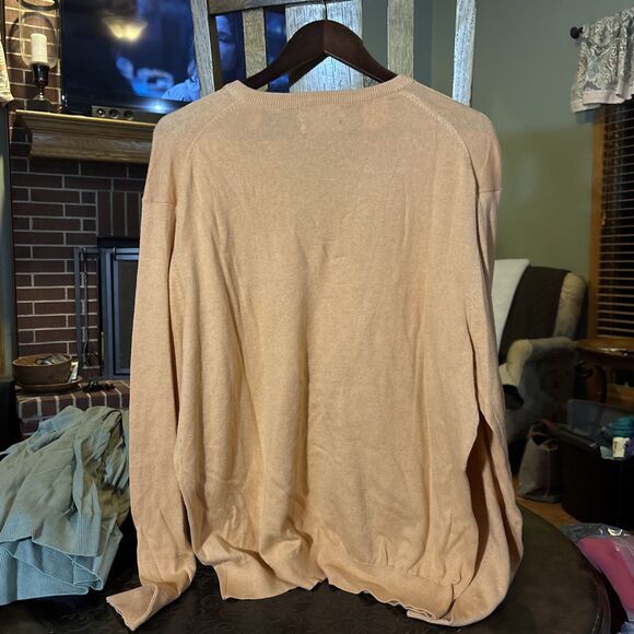 Alan Flusser ORANGE V Neck Pullover Sweater Shirt Size XL Lightweight NEW TAGS - Picture 4 of 4